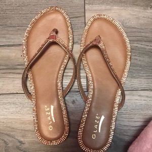 Rose gold jeweled sandals